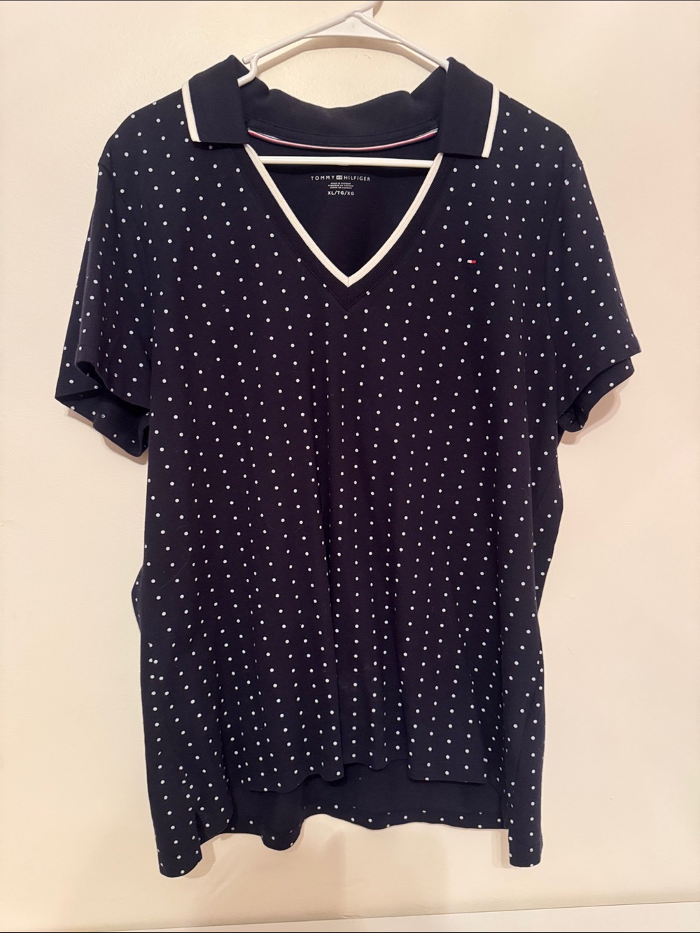Tommy Hilfiger Navy and Polka Dot Polo